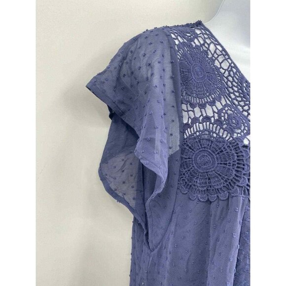 Daniel Rainn Dress Womens XS Purple Crochet Textured Flutter Sleeve Lined - Picture 4 of 9